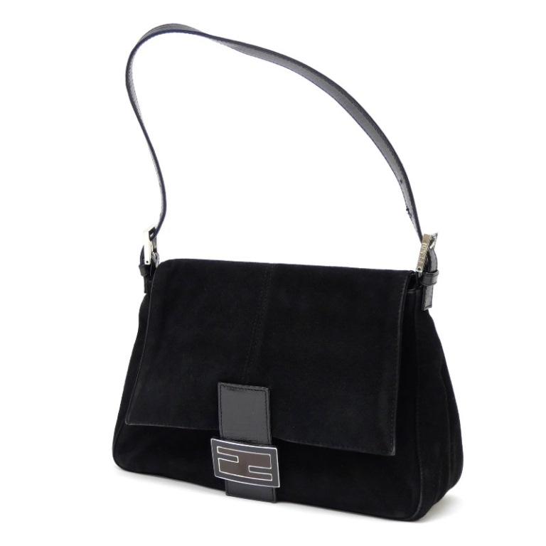 FENDI フェンディ ショルダーバッグ マンマバケット 黒 スエード 