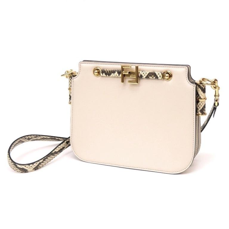 FENDI フェンディ ショルダーバッグ タッチ ベージュ レザー×パイソン 