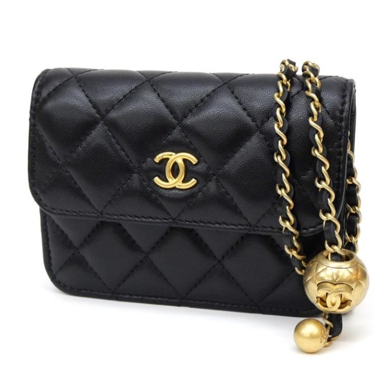 CHANEL（シャネル） チェーンショルダーバッグ マトラッセ 黒 レザー