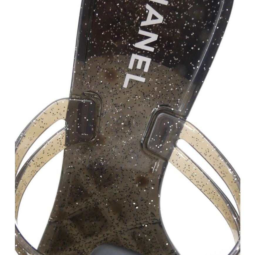 CHANEL シャネル ビーチサンダル カメリア 黒 37 【中古】(65715 CHANEL シャネル ビーチサンダル カメリア 黒 37 【中古】(65715