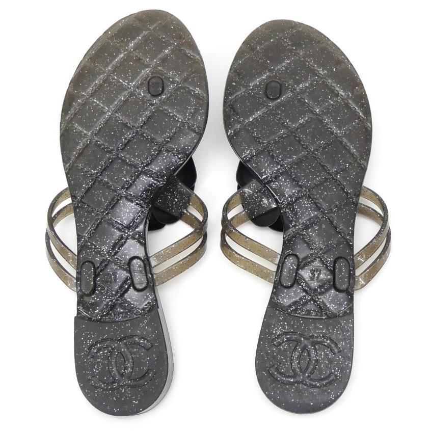CHANEL シャネル ビーチサンダル カメリア 黒 37 【中古】(65715 CHANEL シャネル ビーチサンダル カメリア 黒 37 【中古】(65715