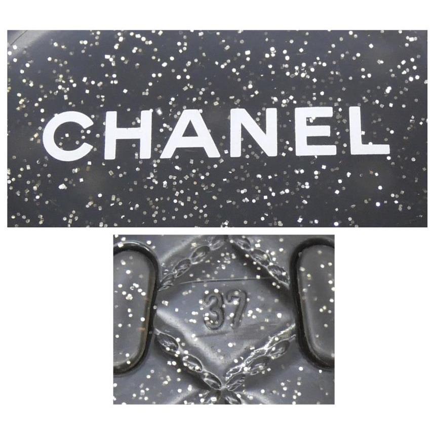 CHANEL シャネル ビーチサンダル カメリア 黒 37 【中古】(65715 CHANEL シャネル ビーチサンダル カメリア 黒 37 【中古】(65715