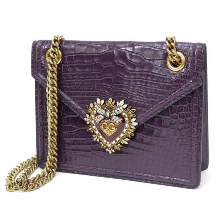ドルチェ＆ガッバーナ Dolce&Gabbana チェーンショルダーバッグ 型押しレザー パープル 【中古】(65716) DOLCE&GABBANA（ドルチェ & ガッバーナ） チェーンショルダーバッグ 型
