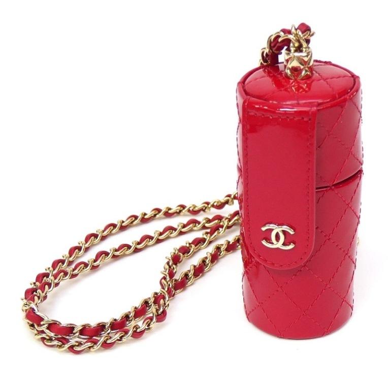 シャネル CHANEL リップケース チェーンショルダー 赤 パテント 【中古】(65972) CHANEL（シャネル） リップケース チェーンショルダー 赤 パテント