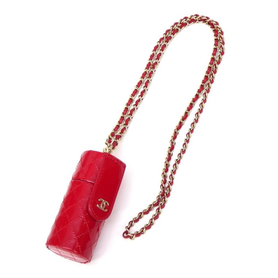 CHANEL（シャネル） リップケース チェーンショルダー 赤 パテント