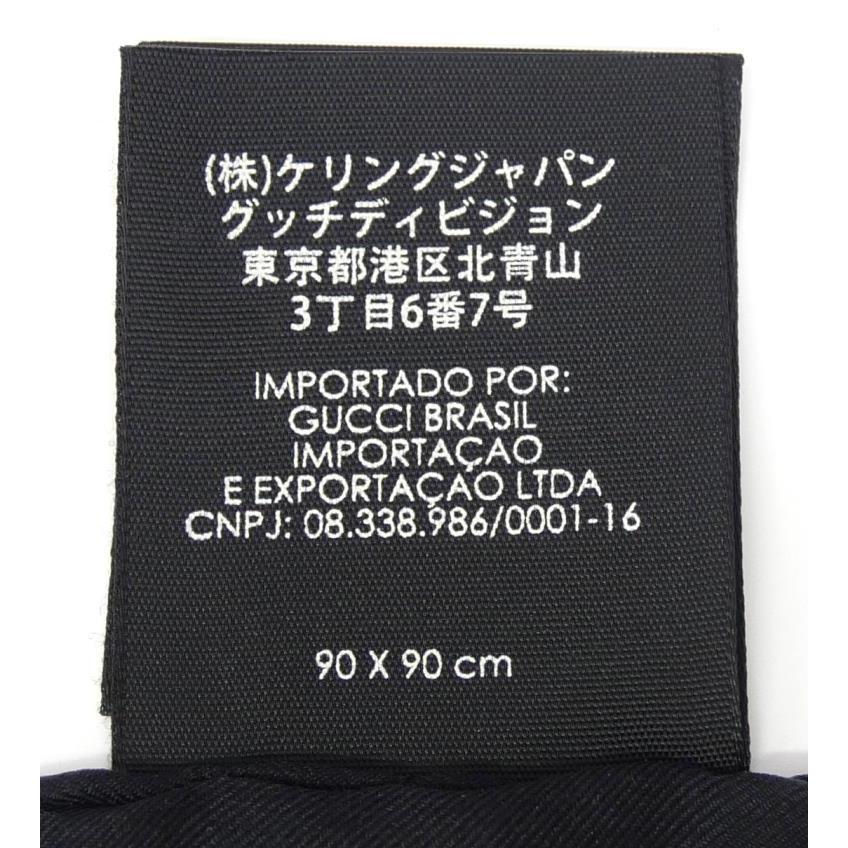 GUCCI（グッチ） スカーフ 花柄 ロゴ 黒 シルク100％ 【中古】(66363