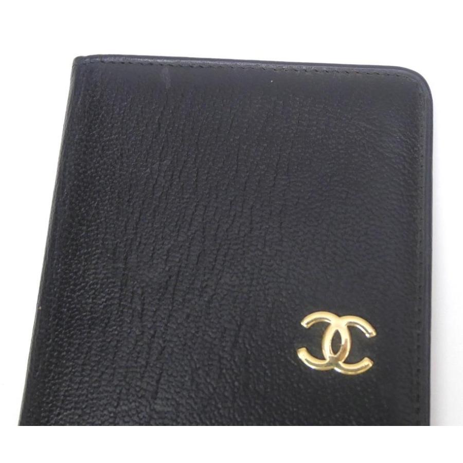 CHANEL シャネル 手帳カバー ミニ ココマーク 黒 カーフレザー CHANEL シャネル 手帳カバー ミニ ココマーク 黒 カーフレザー