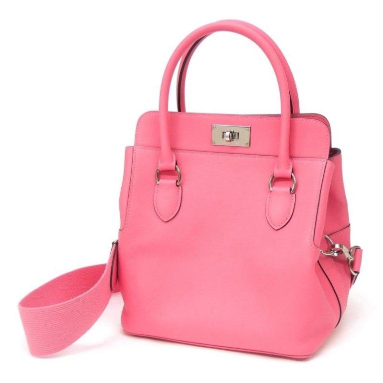 エルメス HERMES ハンドバッグ ツールボックス20 C刻印 SV金具 2WAY ローズアザレ スイフト 【中古】(66500) HERMES（エルメス） ハンドバッグ ツールボックス20 C刻印 SV金具 2WAY