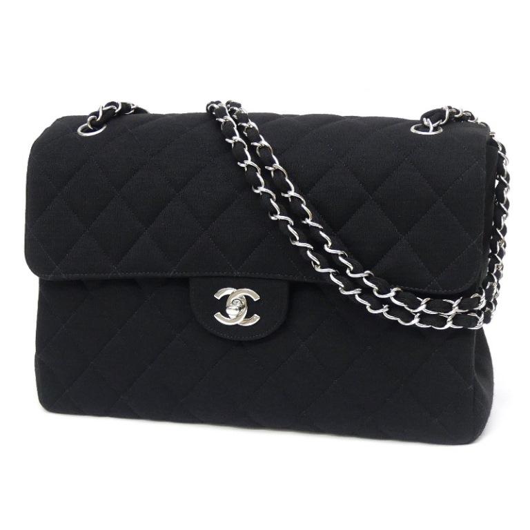 シャネル CHANEL ダブルフェイス チェーンショルダーバッグ マトラッセ ジャージー 黒 【中古】(66724) CHANEL（シャネル） ダブルフェイス チェーンショルダーバッグ