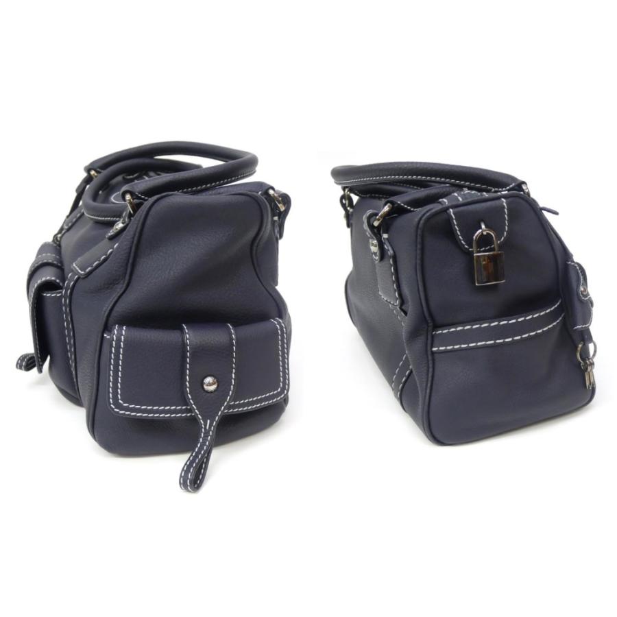TOD'S トッズ TOD'S ハンドバッグ ネイビー レザー 【中古】(67471