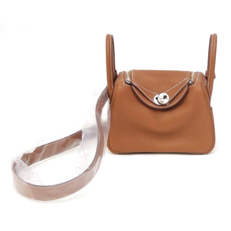 エルメス HERMES ショルダーバッグ リンディミニ W刻印 SV金具 ゴールド トリヨンクレマンス(67502) HERMES（エルメス） ショルダーバッグ リンディミニ W刻印 SV金具