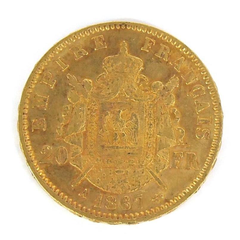 フランス 20フラン金貨 1867年 ナポレオン3世 【中古】(67616) : 堀田