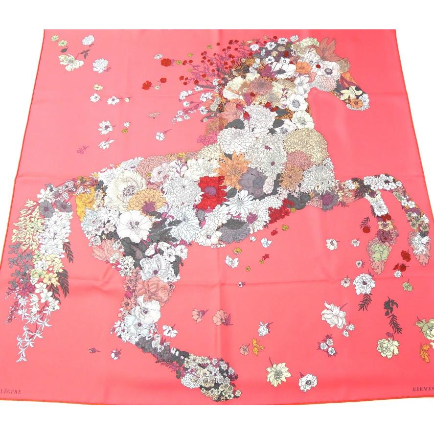 エルメス　スカーフ　カレ90 馬　ピンク HERMES（エルメス） カレ90 ローブレジェール スカーフ 馬 ピンク