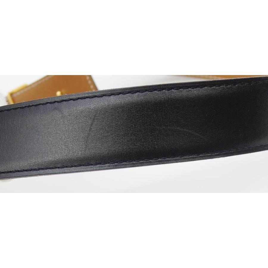 エルメス HERMES コンスタンスベルト Hベルト リバーシブル 65cm □A刻印 G金具 黒×ゴールド カーフ×クシュベル 【中古】(67836)の画像
