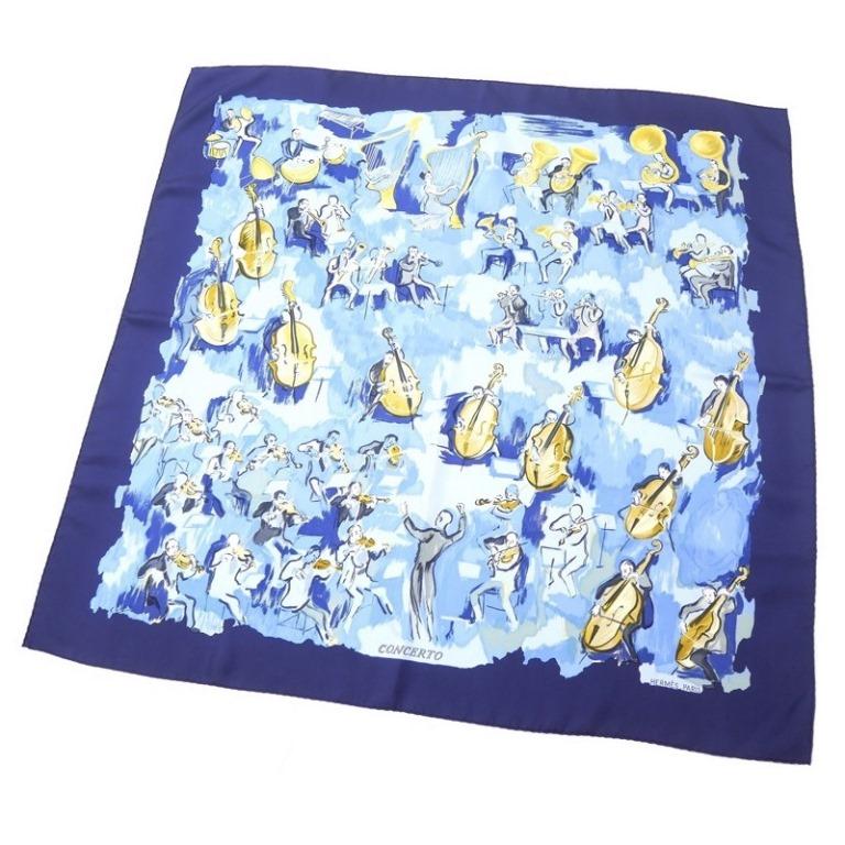 HERMES（エルメス） スカーフ カレ90 コンチェルト CONCERTO ネイビー