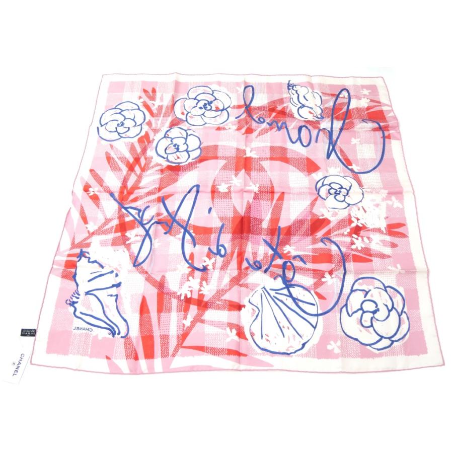 【新品同様】正規店購入品 シャネル カメリア ストール カシミヤ シルク ピンク CHANEL（シャネル） スカーフ カメリア ピンク系 シルク100％(67853