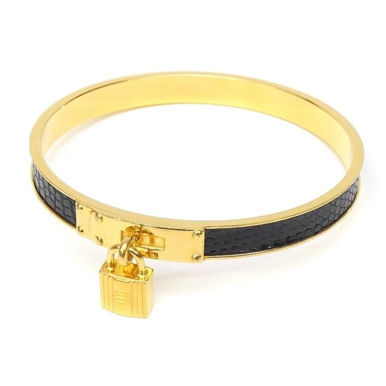 HERMES（エルメス） ケリーバングル カデナ リザード ゴールド×黒