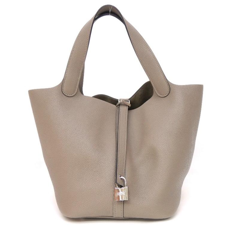 エルメス HERMES ハンドバッグ ピコタンロックMM SV金具 D刻印 グリアスファルト トリヨンモーリス 【中古】(68163) HERMES（エルメス） ハンドバッグ ピコタンロックMM SV金具 D刻印 グリ