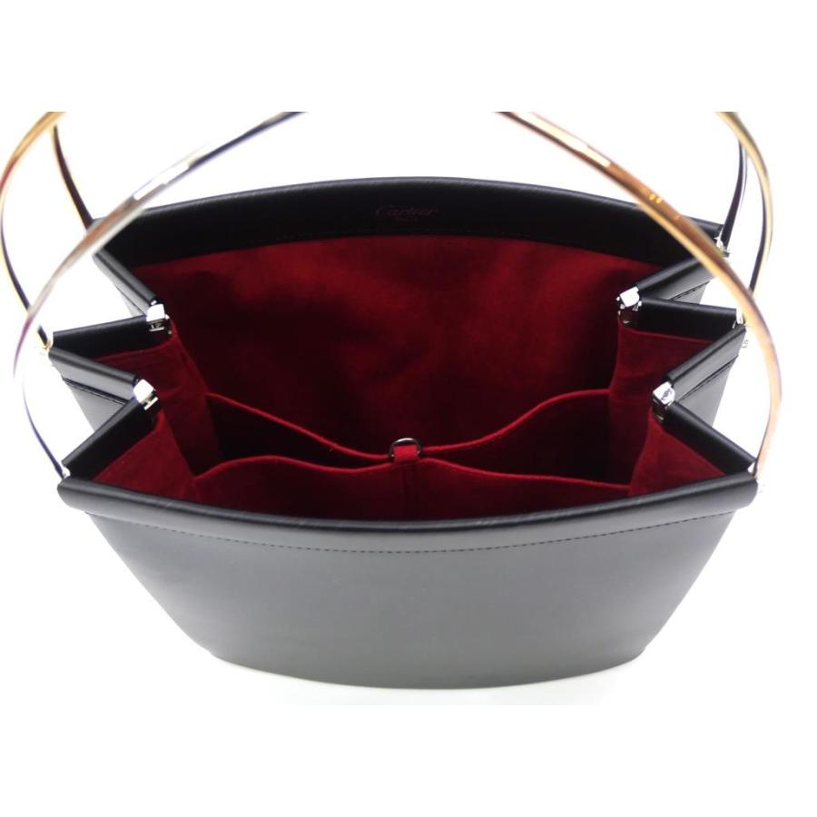 Cartier カルティエ トリニティ ハンドバッグ 黒 レザー 【中古 Cartier カルティエ トリニティ ハンドバッグ 黒 レザー 【中古