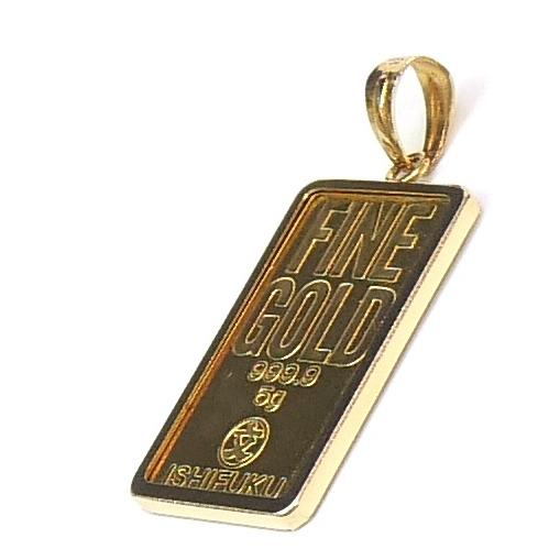 石福金属興業 純金インゴット 5g ペンダントトップ チャーム 18金枠