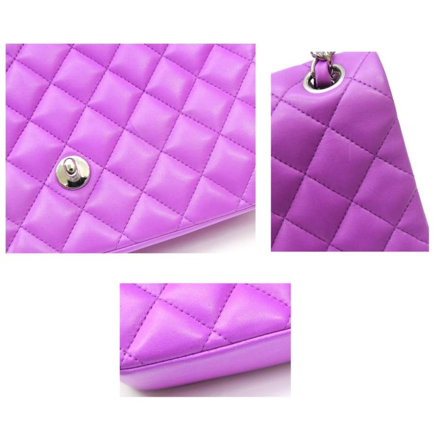 CHANEL チェーンクラッチ　ハート金具　ラムスキン&レジンパープル CHANEL（シャネル） チェーンショルダーバッグ マトラッセ てんとう虫