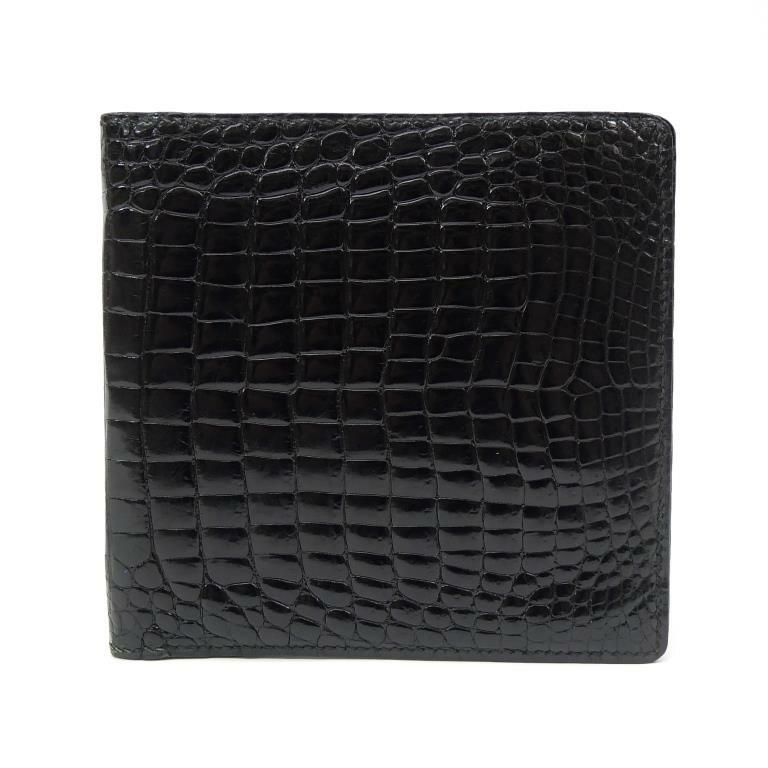 MORABITO（モラビト） 二つ折り財布 札＆カード入れ 黒 クロコダイル