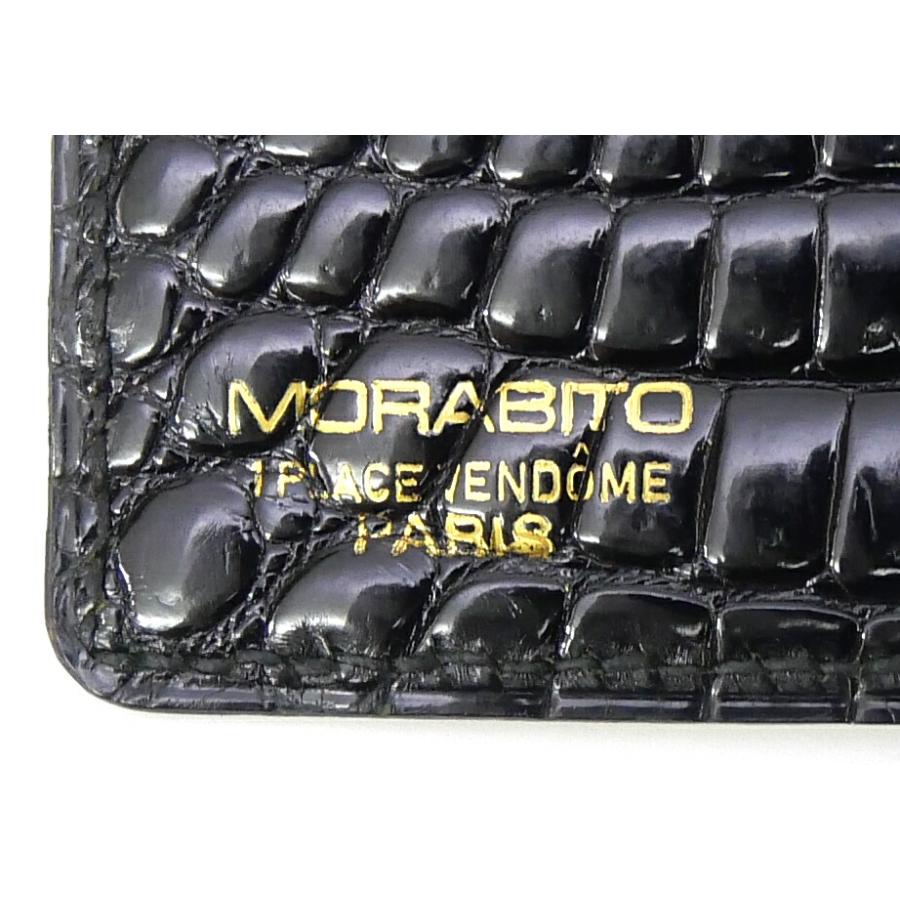 MORABITO（モラビト） 二つ折り財布 札＆カード入れ 黒 クロコダイル