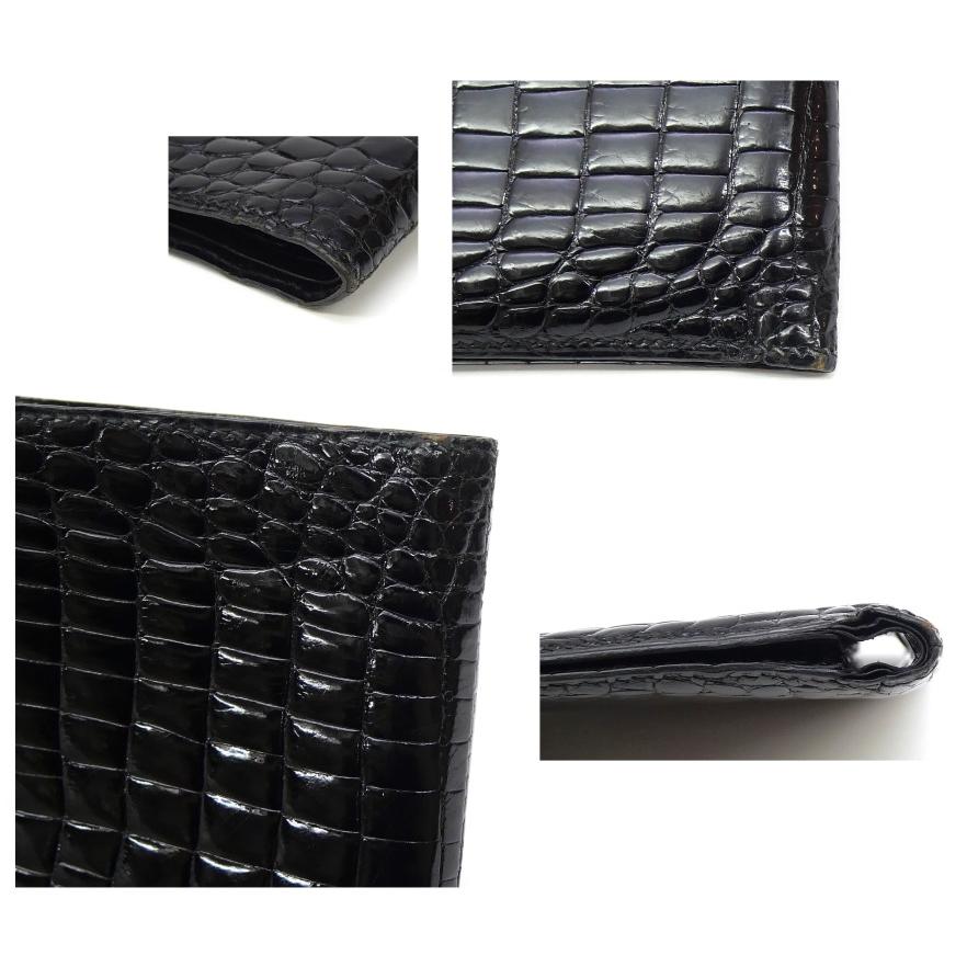 MORABITO（モラビト） 二つ折り財布 札＆カード入れ 黒 クロコダイル
