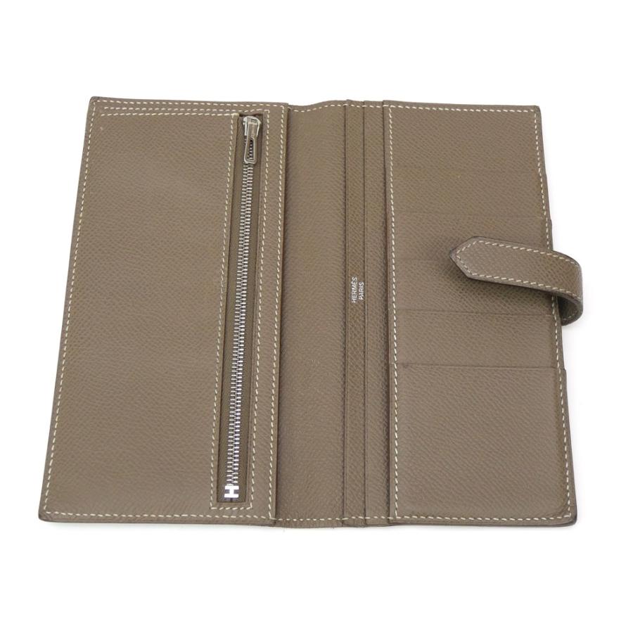 HERMES（エルメス） 長財布 ベアン □P刻印 SV金具 エトゥープ×ブルー