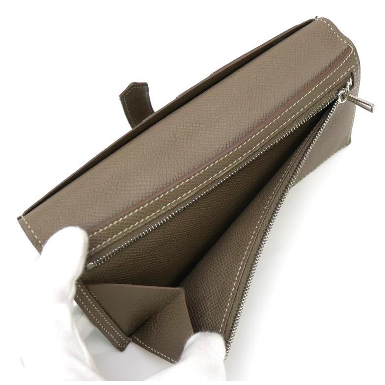 HERMES（エルメス） 長財布 ベアン □P刻印 SV金具 エトゥープ×ブルー
