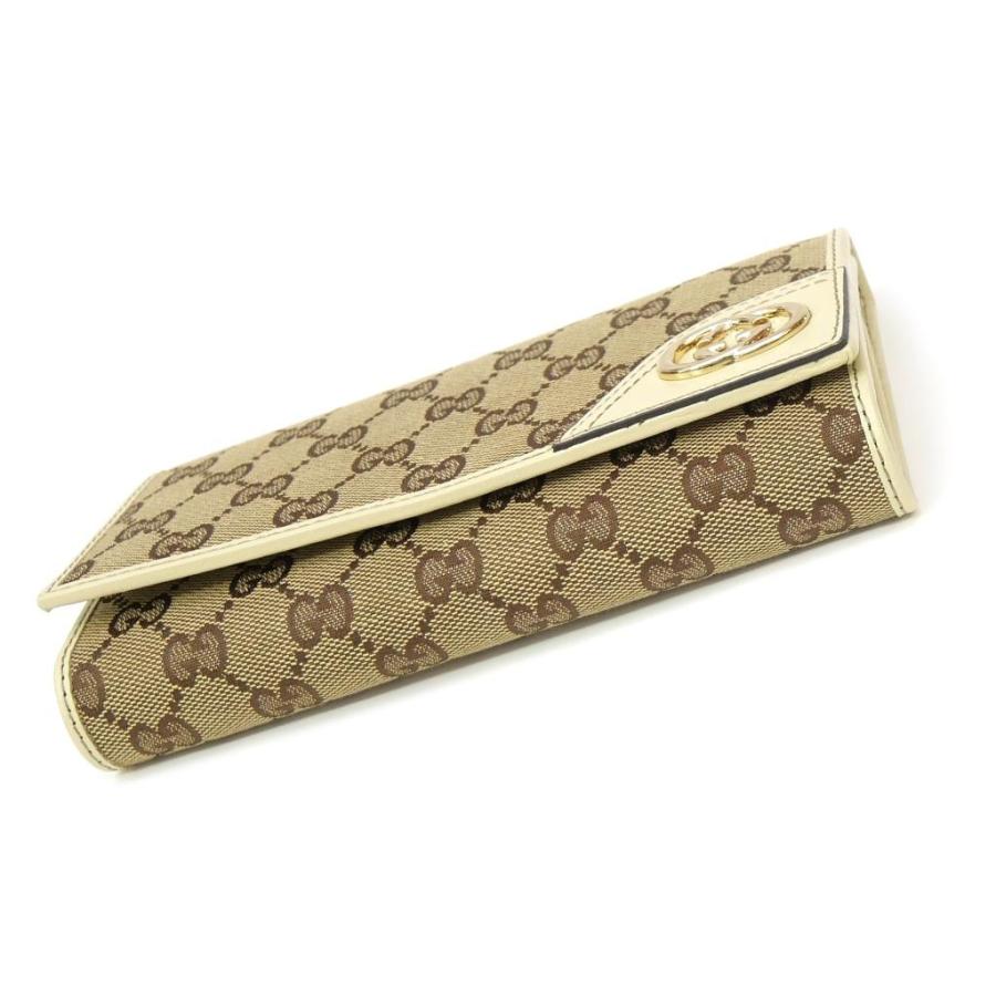 GUCCI（グッチ） 三つ折り長財布 GG ベージュ×白 キャンバス×レザー
