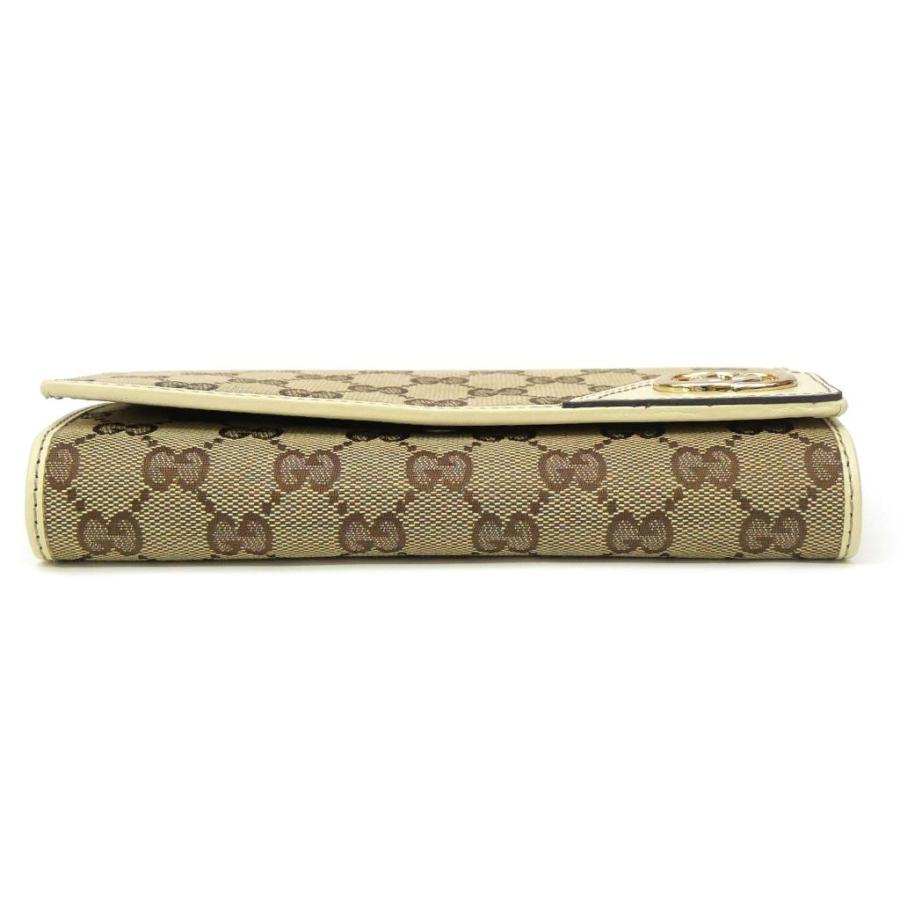 GUCCI（グッチ） 三つ折り長財布 GG ベージュ×白 キャンバス×レザー