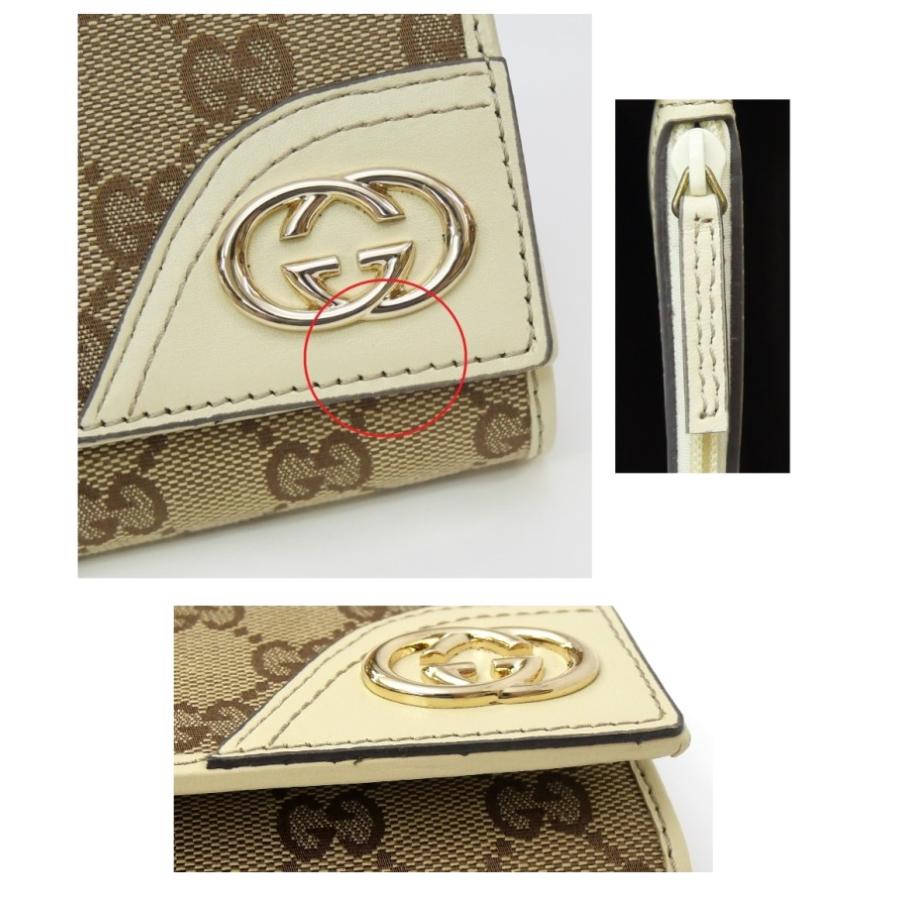 GUCCI（グッチ） 三つ折り長財布 GG ベージュ×白 キャンバス×レザー