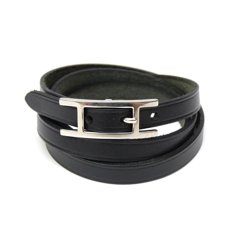 HERMES（エルメス） アピ ブレスレット □D刻印 レザー 黒 【中古