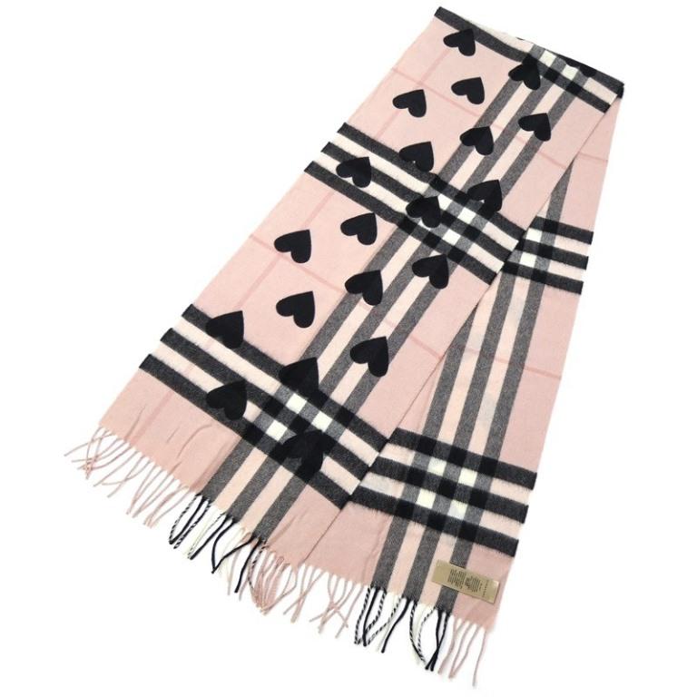 【新品タグ付き】BURBERRY バーバリー　ウールマフラー　ノバチェック BURBERRY（バーバリー） チェック＆ハート マフラー ピンク カシミヤ