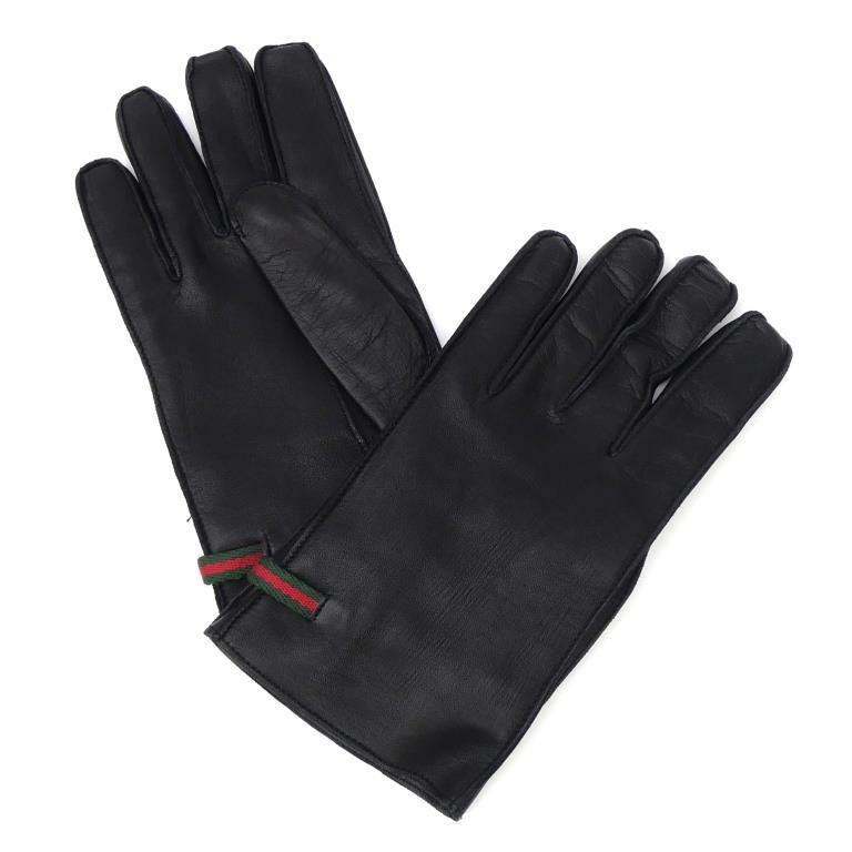 GUCCI（グッチ） レザーグローブ 手袋 シェリーライン 黒 革(69131