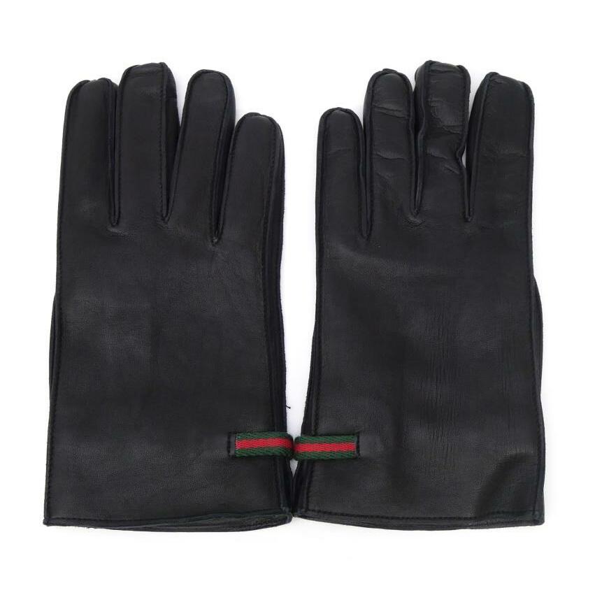 GUCCI（グッチ） レザーグローブ 手袋 シェリーライン 黒 革(69131