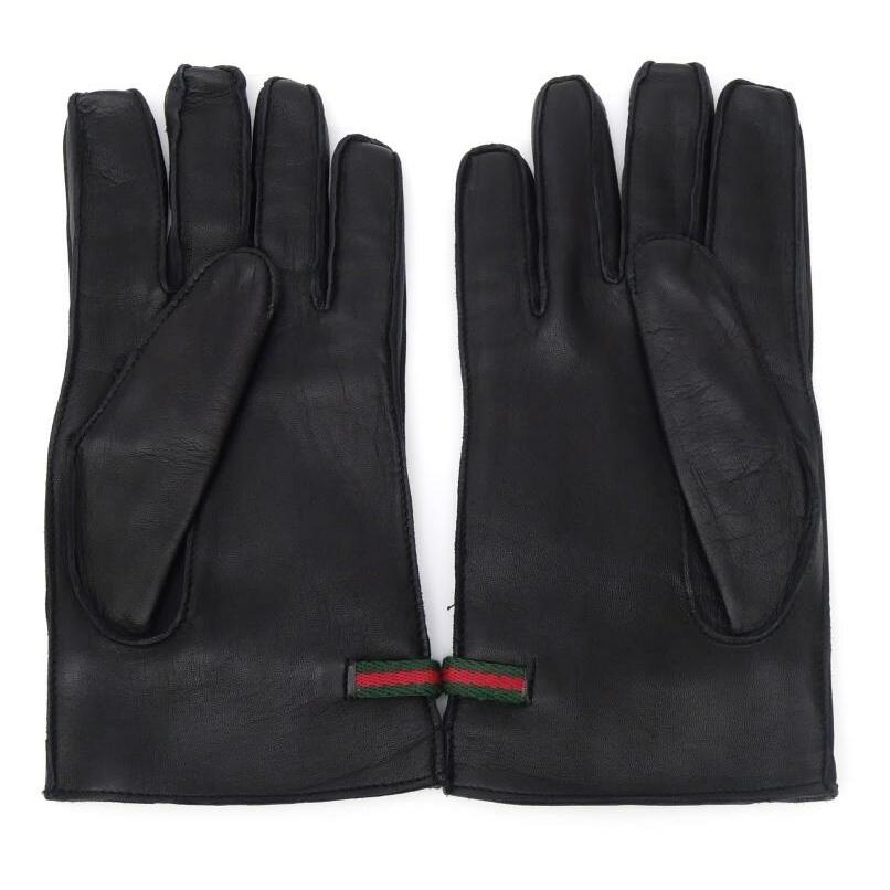 GUCCI（グッチ） レザーグローブ 手袋 シェリーライン 黒 革(69131 