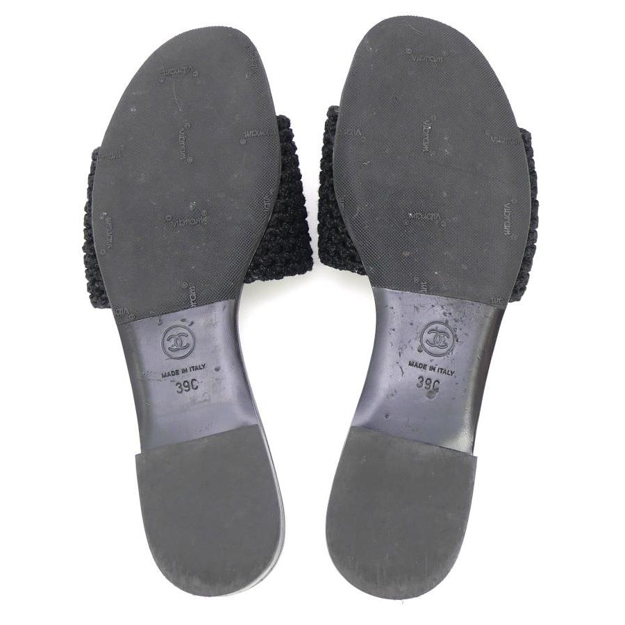 CHANEL ココマーク サンダル 39C ブラック CHANEL（シャネル） ニット フラットサンダル ココマーク 黒 39C