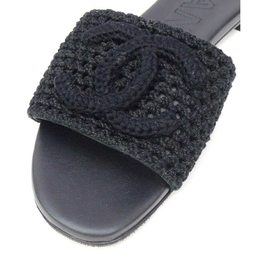 CHANEL（シャネル） ニット フラットサンダル ココマーク 黒 39C