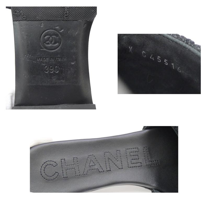 CHANEL（シャネル） ニット フラットサンダル ココマーク 黒 39C