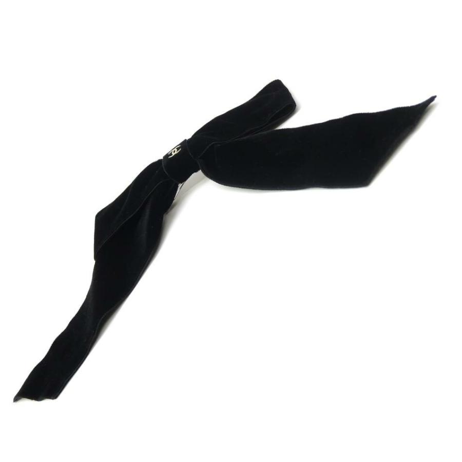 CHANEL シャネル ベロアリボン バレッタ 24V 黒 【中古】(69148