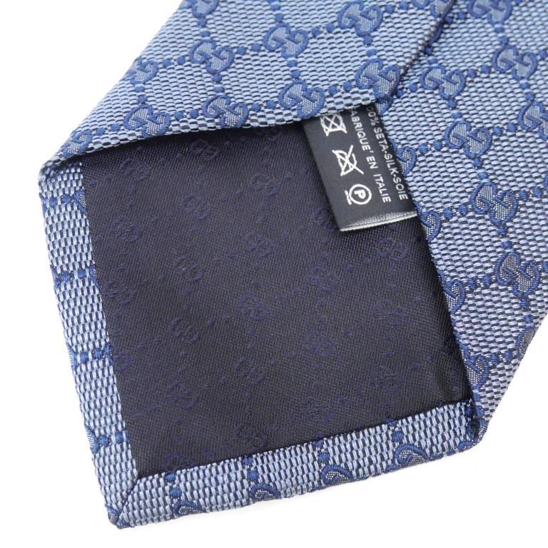 GUCCI（グッチ） ネクタイ GGシェリーライン ブルー系 シルク(69459