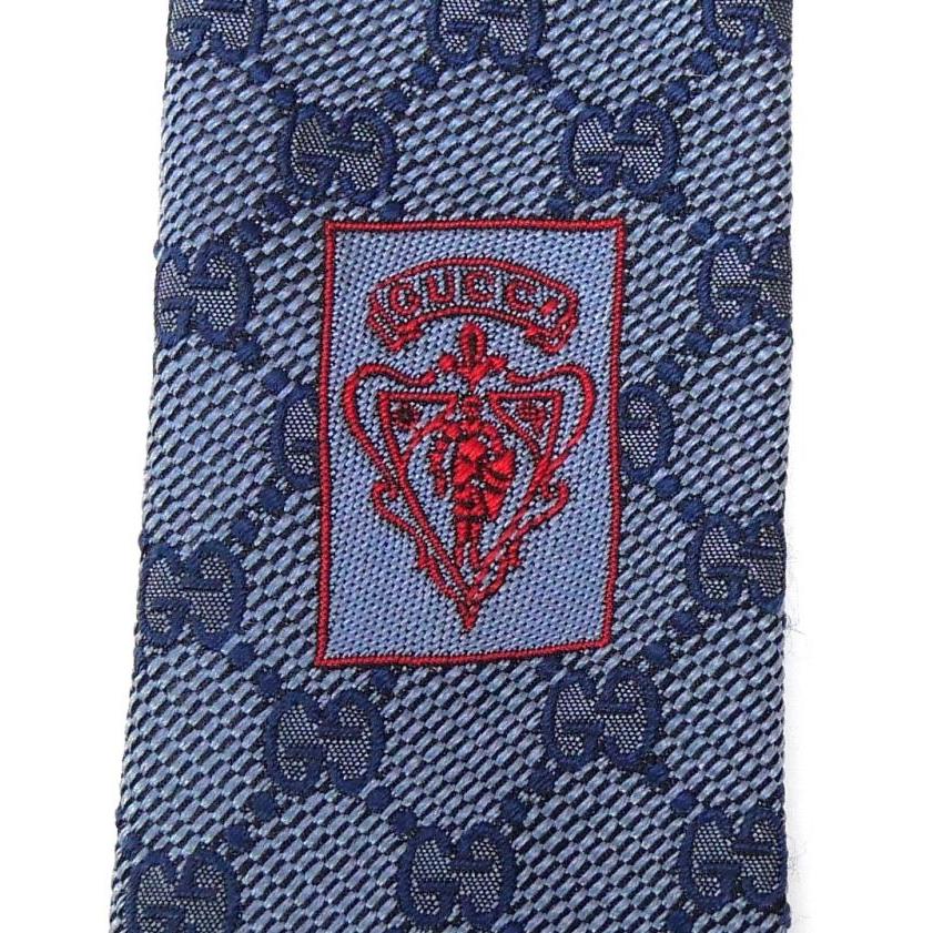 GUCCI（グッチ） ネクタイ GGシェリーライン ブルー系 シルク(69459