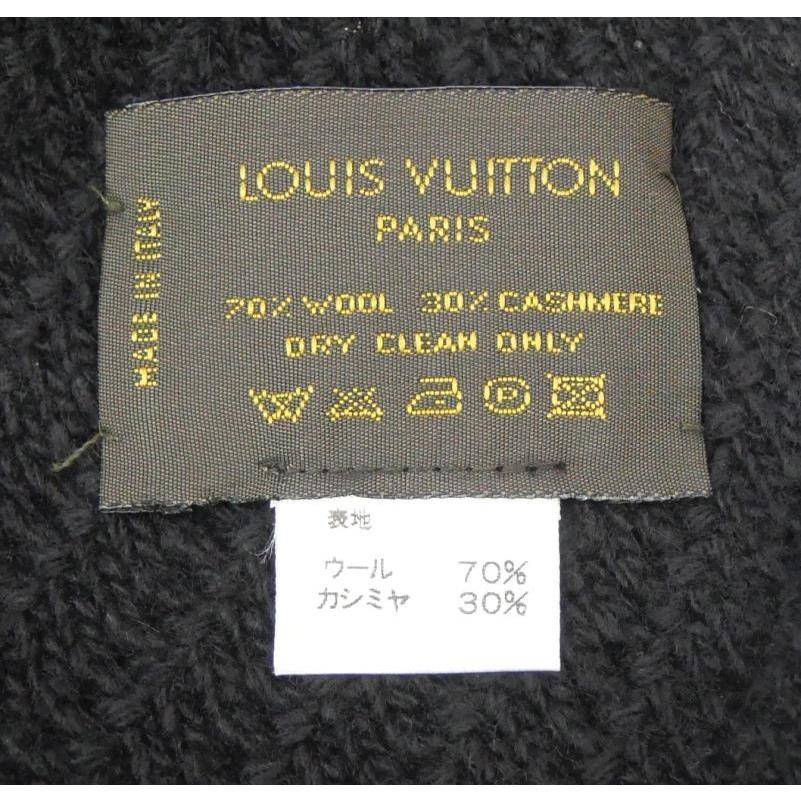 ルイ・ヴィトン LOUISVUITTON ポケット付きマフラー フリンジ 黒 ウール、カシミヤ 【中古】(69502)_4