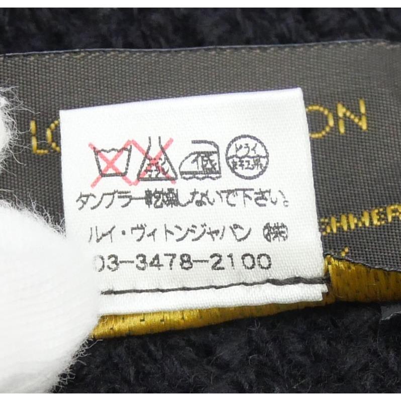 ルイ・ヴィトン LOUISVUITTON ポケット付きマフラー フリンジ 黒 ウール、カシミヤ 【中古】(69502)_5