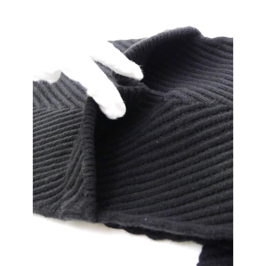 ルイ・ヴィトン LOUISVUITTON ポケット付きマフラー フリンジ 黒 ウール、カシミヤ 【中古】(69502)_6