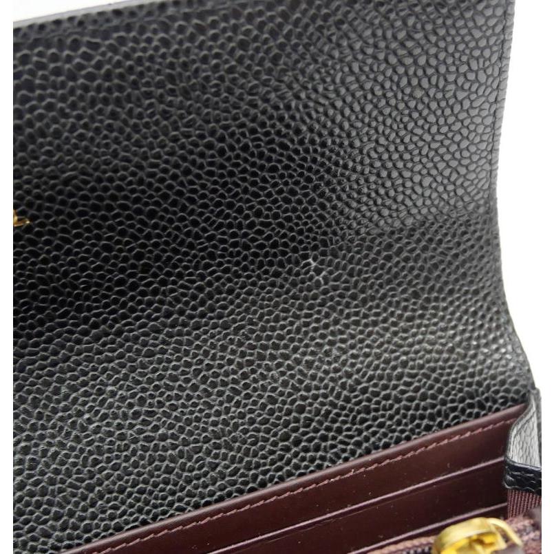 シャネルCHANEL キャビアスキン長財布マトラッセ中古 CHANEL（シャネル） 長財布 かぶせ長財布 マトラッセ 黒 キャビア