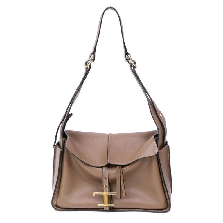トッズ TOD’S Tタイムレス ショルダーバッグ ブラウン レザー 【中古】(69601) TOD'S（トッズ） TOD'S Tタイムレス ショルダーバッグ ブラウン レザー
