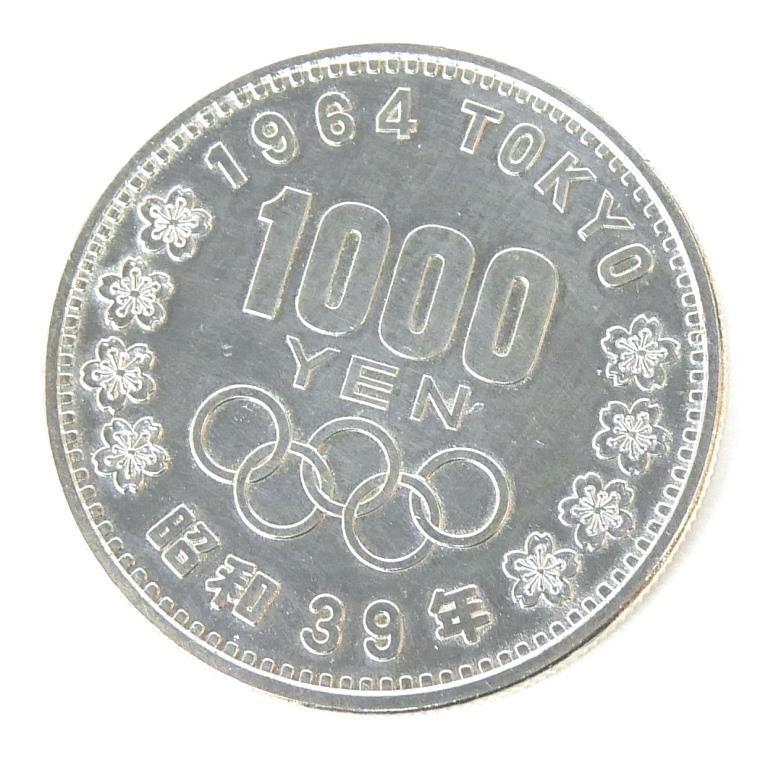 昭和39年 東京オリンピック 1000円銀貨 TOKYO 並品 記念貨幣 記念硬貨